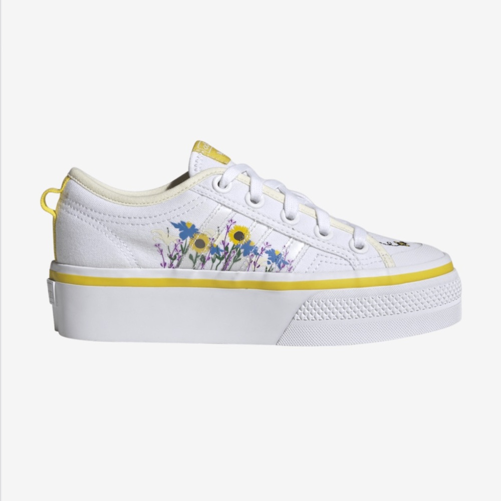 NEW! adidas Originals Nizza Platform Mid Flowers & Bees - size 7 Big Kids